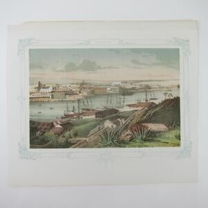 Federico Mialhe Chromolithograph Print Cuba Havana Casa Blanca 3 Antique 1855
